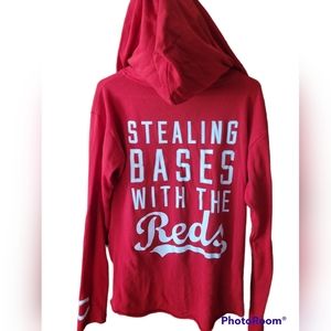 PINK reds extra small loose fit long sleeve hoodie sweater baseball C